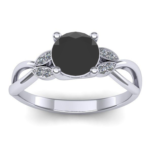 Inel de logodna cu diamant negru rotund