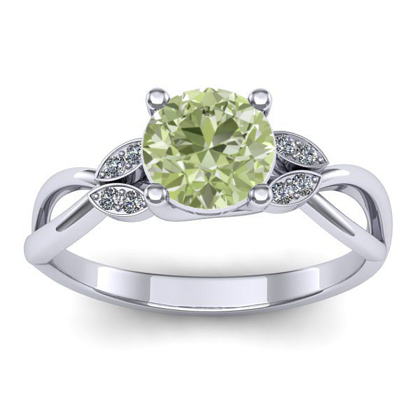 Inel cu diamant de laborator verde rotund