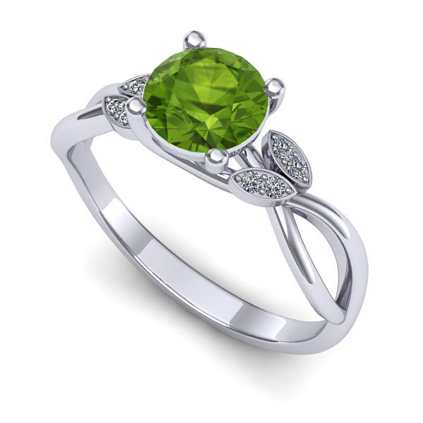 Inel de logodna din aur alb cu peridot