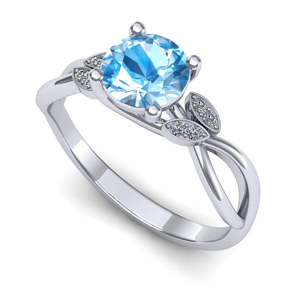 Inel de logodna din aur alb cu topaz blue