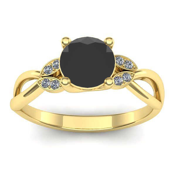 Inel de logodna cu diamant negru rotund