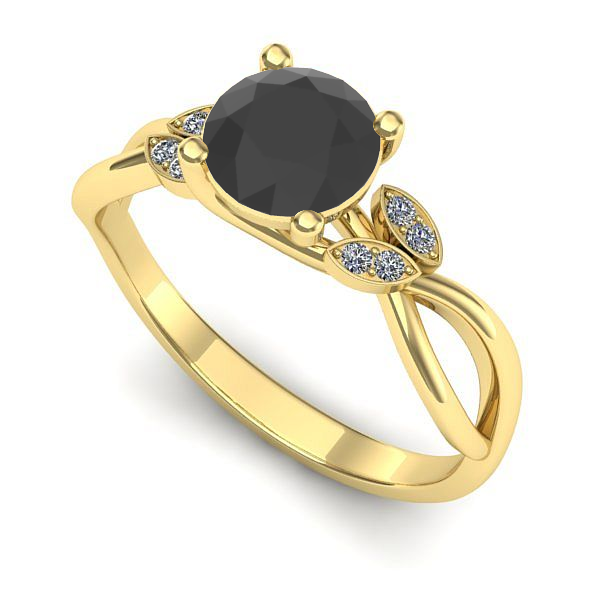 Inel din aur galben cu diamant negru