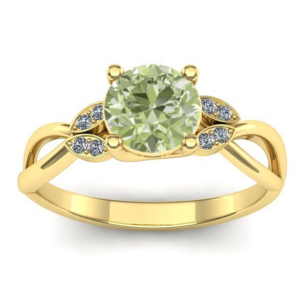 Inel de logodna cu diamant de laborator verde rotund