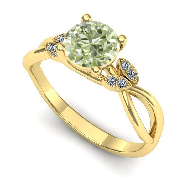 Inel din aur galben cu diamant de laborator verde