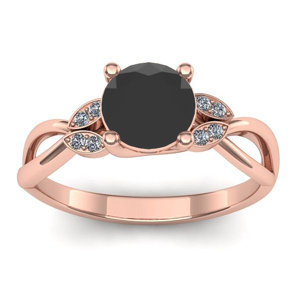Inel logodna cu diamant negru rotund