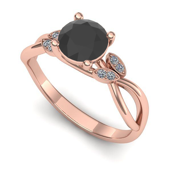 Inel de logodna din aur roz cu diamant negru
