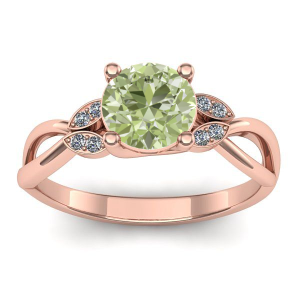 Inel cu diamant de laborator verde rotund