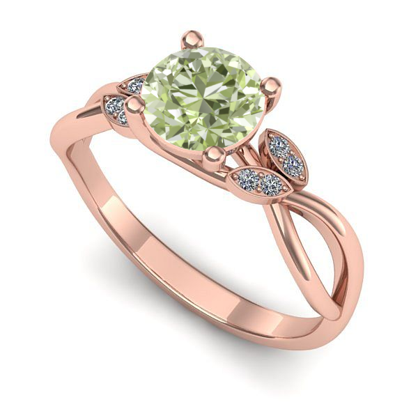 Inel logodna din aur roz cu diamant de laborator verde