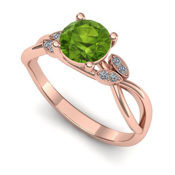 Inel din aur roz cu peridot