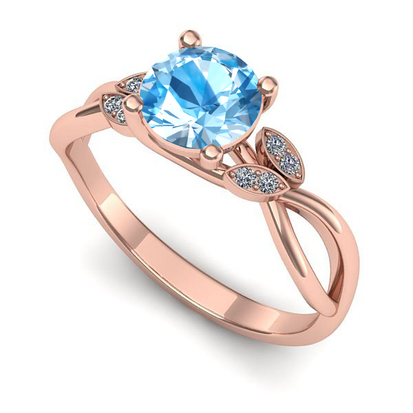 Inel logodna din aur roz cu topaz blue