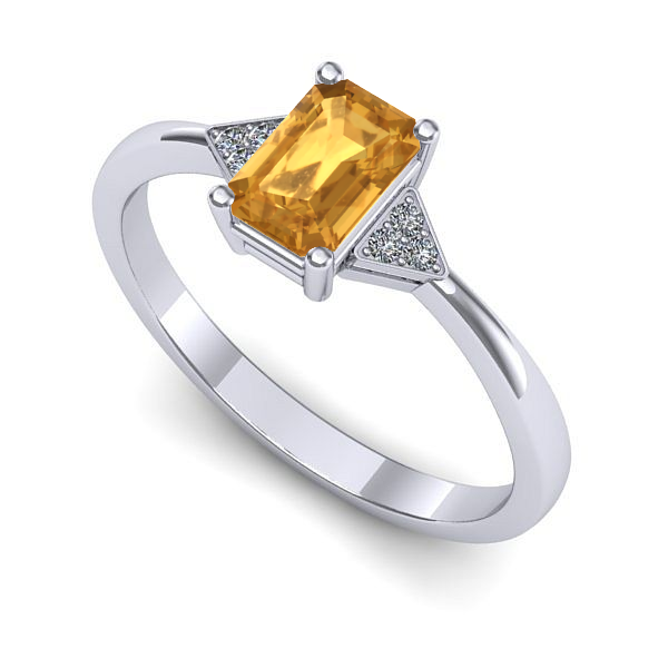 Inel de logodna din aur alb cu citrin