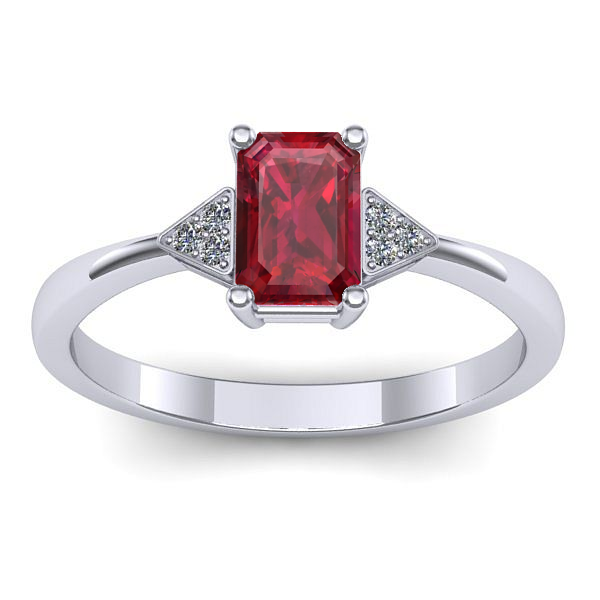 Inel de logodna cu rubin dreptunghiular