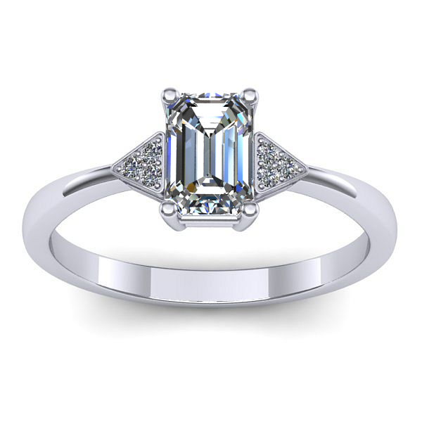 Inel de logodna cu safir alb dreptunghiular