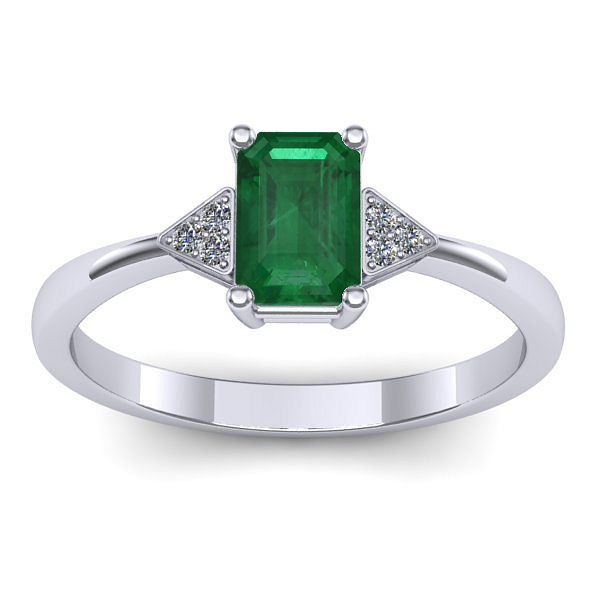 Inel de logodna cu smarald dreptunghiular
