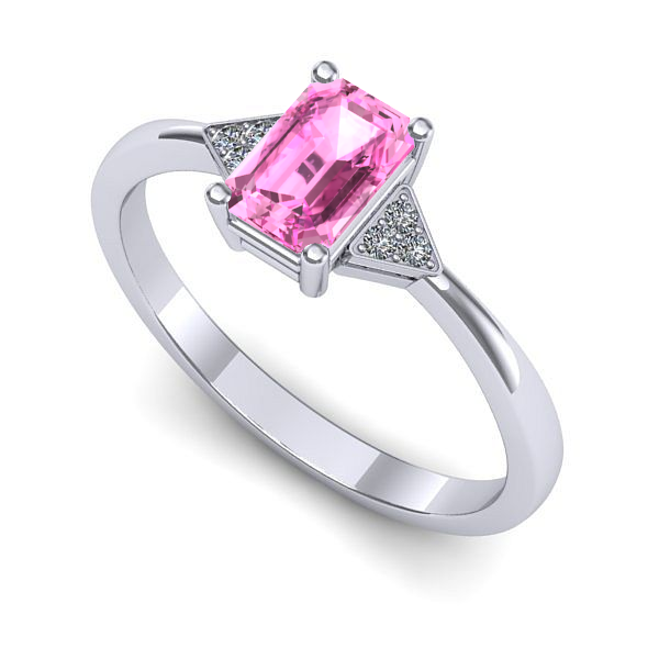 Inel din aur alb cu safir roz