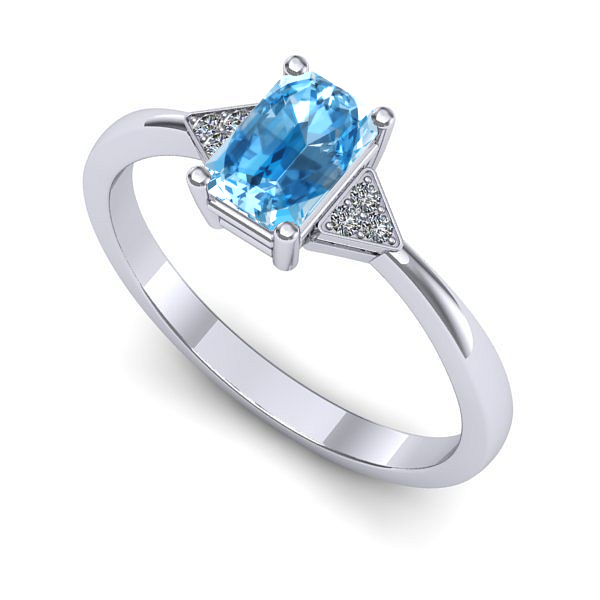 Inel din aur alb cu topaz blue