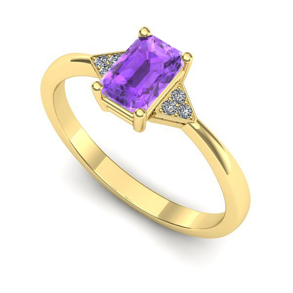 Inel logodna din aur galben cu ametist