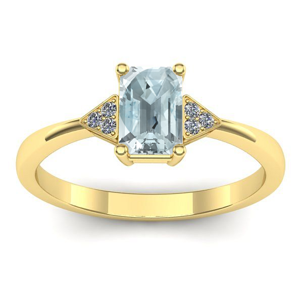 Inel logodna cu aquamarin dreptunghiular