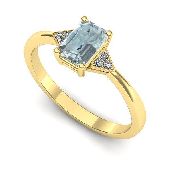 Inel de logodna din aur galben cu aquamarin