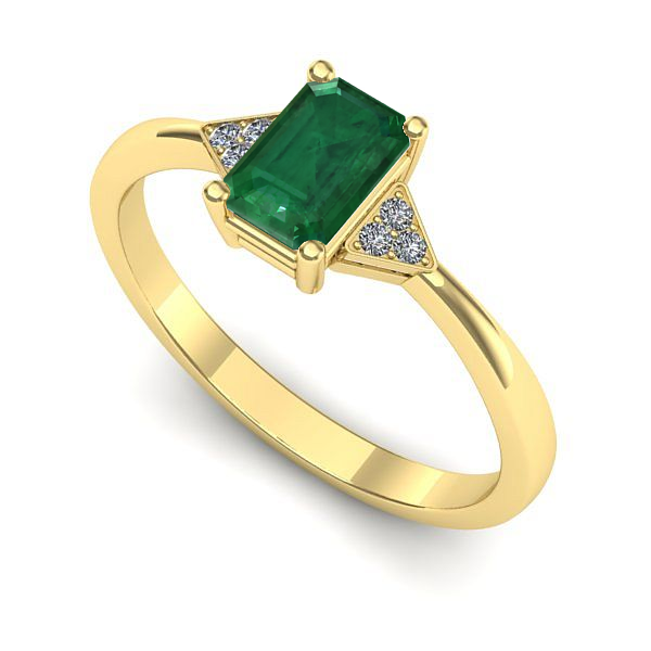 Inel de logodna din aur galben cu smarald
