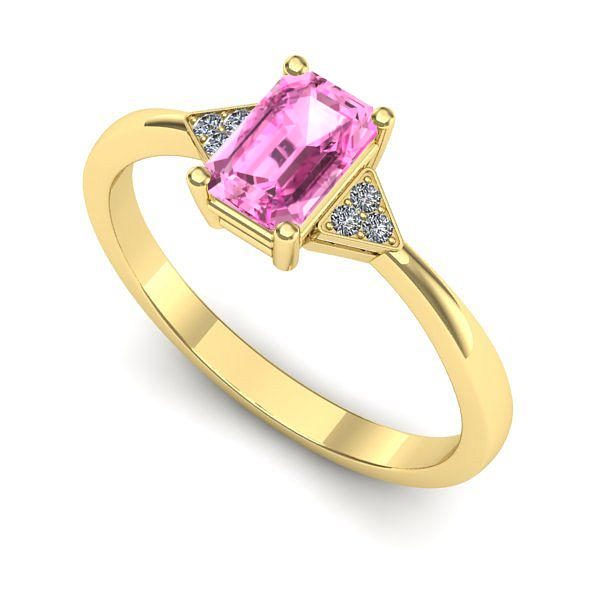 Inel logodna din aur galben cu safir roz