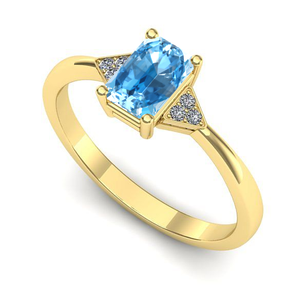 Inel de logodna din aur galben cu topaz blue