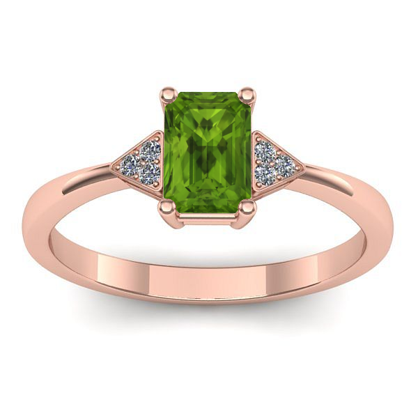 Inel cu peridot dreptunghiular