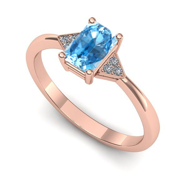 Inel din aur roz cu topaz blue