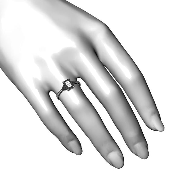 Inel de logodna sidestone cu safir roz