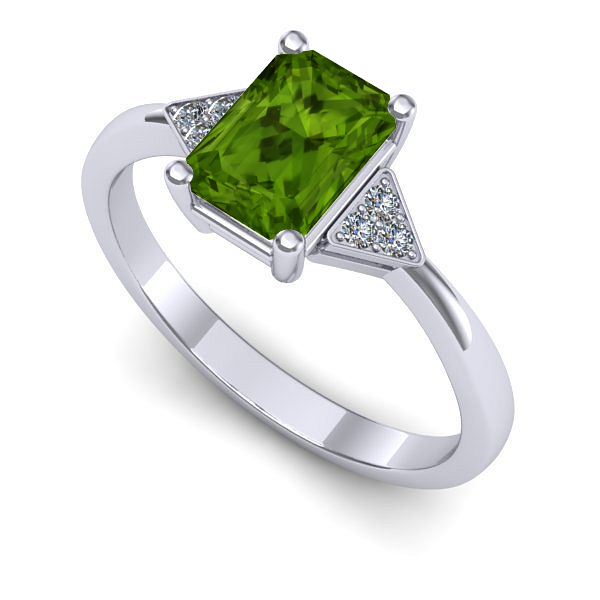 Inel de logodna din aur alb cu peridot