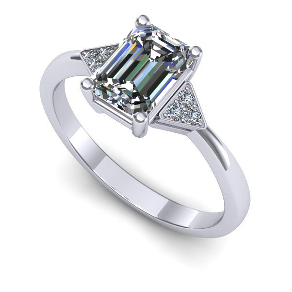 Inel din aur alb cu diamant de laborator