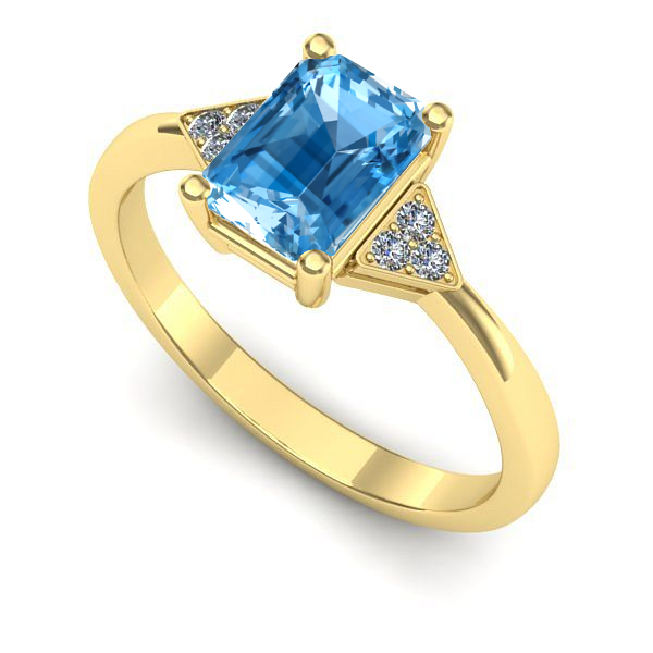 Inel din aur galben cu topaz blue