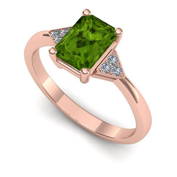 Inel de logodna din aur roz cu peridot