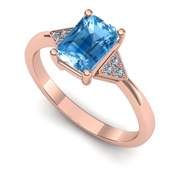 Inel din aur roz cu topaz blue