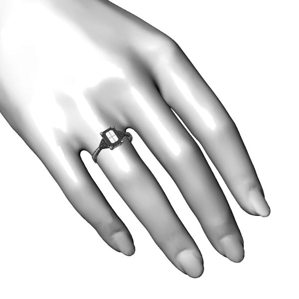 Inel logodna sidestone cu safir