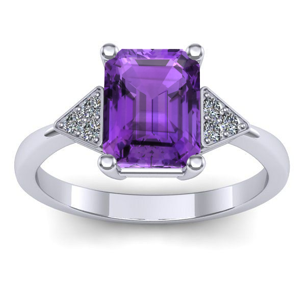 Inel cu ametist dreptunghiular