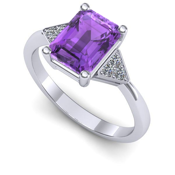 Inel logodna din aur alb cu ametist