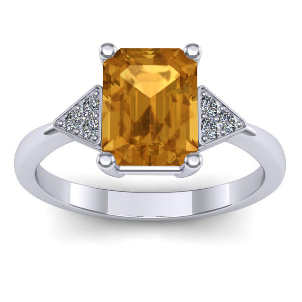 Inel cu citrin dreptunghiular