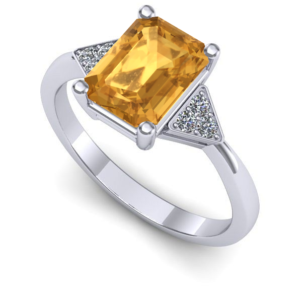 Inel de logodna din aur alb cu citrin