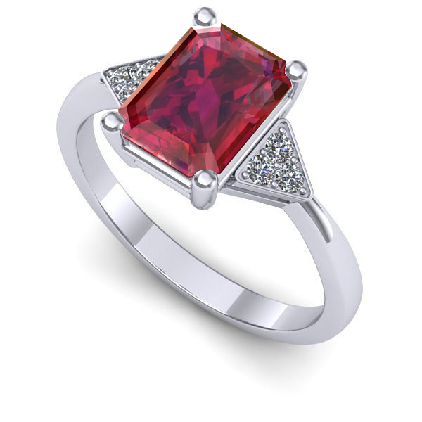 Inel din aur alb cu rubin