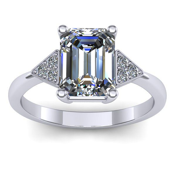 Inel cu diamant de laborator dreptunghiular