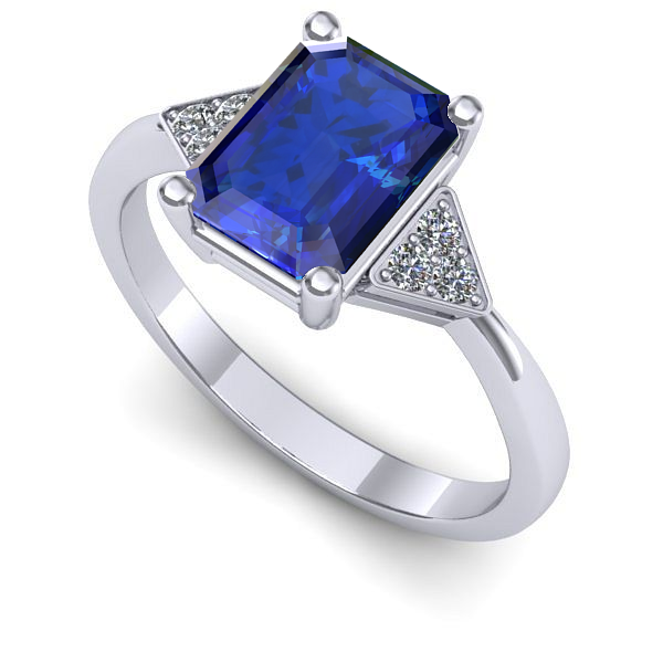 Inel din aur alb cu safir