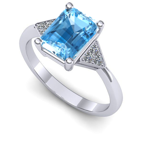 Inel din aur alb cu topaz blue