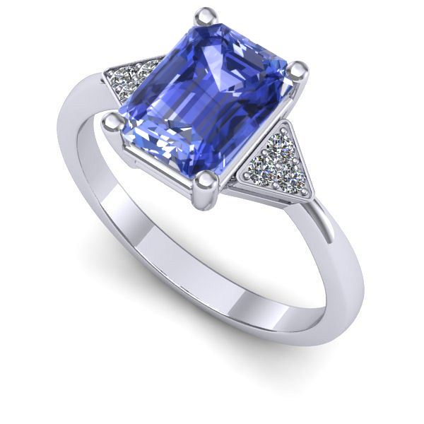 Inel logodna din aur alb cu tanzanit