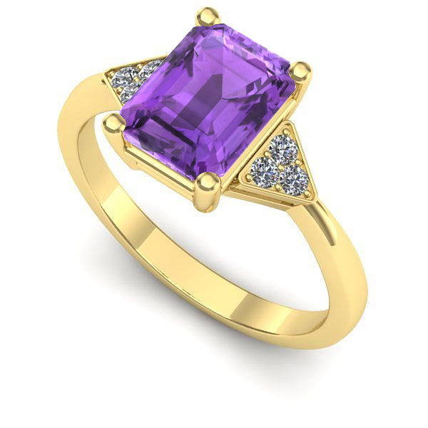 Inel logodna din aur galben cu ametist