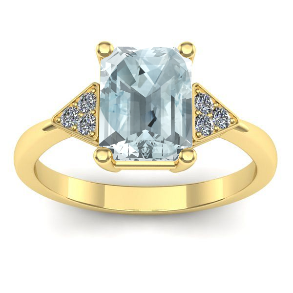 Inel logodna cu aquamarin dreptunghiular