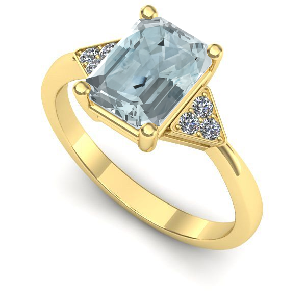 Inel logodna din aur galben cu aquamarin