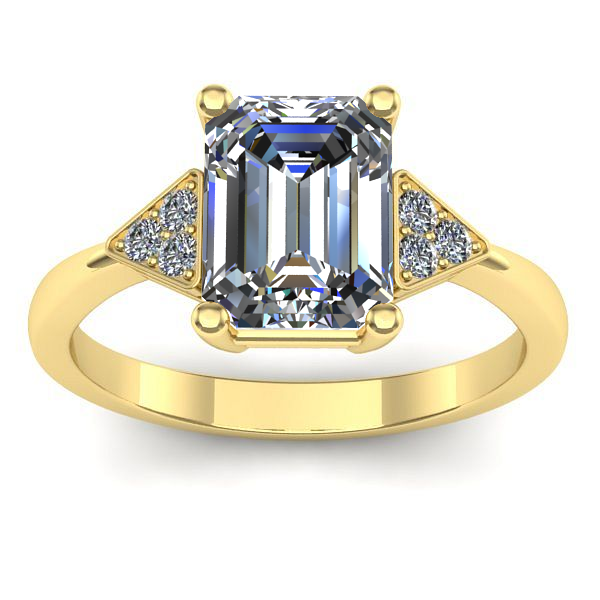 Inel cu diamant de laborator dreptunghiular