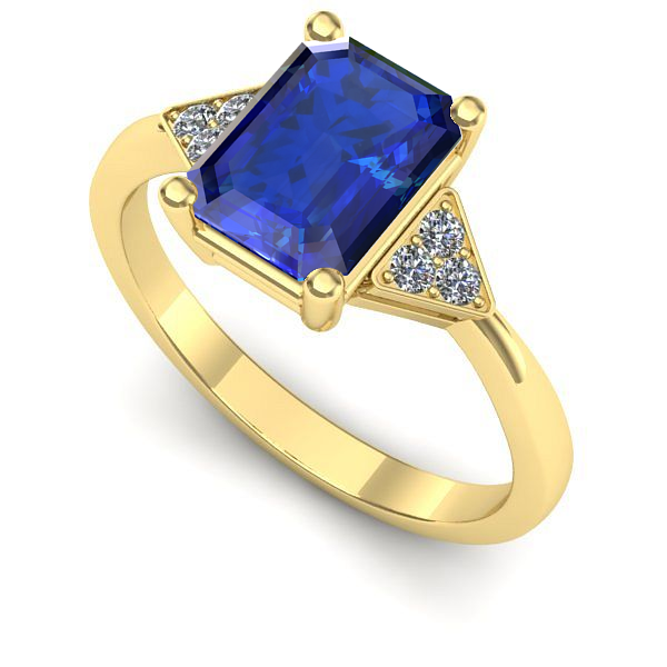 Inel logodna din aur galben cu safir