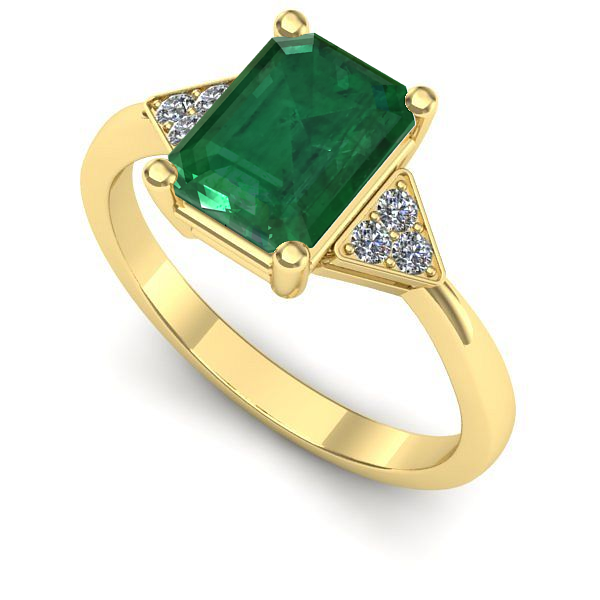 Inel logodna din aur galben cu smarald